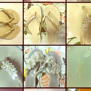 Lot of 2 Fancy Flip Flops Havaianis and Melissa